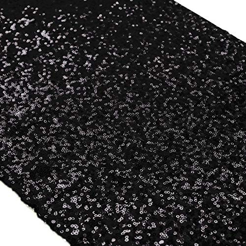 ShiDianYi 14 x 108 Black-Sequin Wedding Table Runner - Glitter, Halloween Decoration