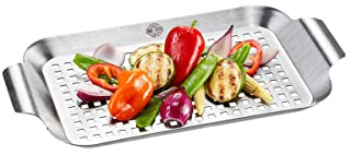 GEFU Grillpfanne BBQ Klein - Edelstahl Grillschale für Gemüse & Fisch | Rostfreie Edelstahlpfanne mit Lüftungsschlitzen für gesundes Garen, spülmaschinengeeignet & ideal für Meeresfrüchte