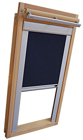 Hochwertiges Verdunkelungsrollo Rollo mit Seitenschienen für Velux DKL/DKU-EP GGU,GPU,GHU,GTU M06 dunkelblau // Verdunkelungsrollo/Verdunkelungs-Rollo/Fensterrollo