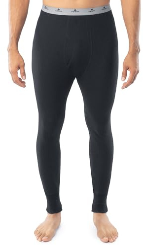 Indera Men's Heavyweight Cotton Waffle Long Johns Thermal Underwear Bottom, Black, 3X