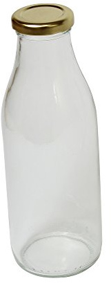 Clear Retro Glass Milk Bottle (Gold Lid Included) 500ml