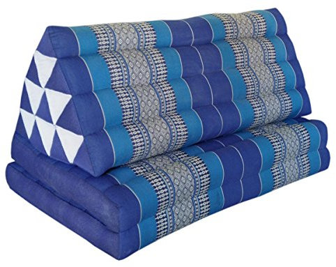 Kapok Thaikissen, Yogakissen, Massagekissen, Kopfkissen, Tantrakissen, Sitzkissen - Blau (Kissen mit Zwei Auflagen XXL 79x49x46 (82217))