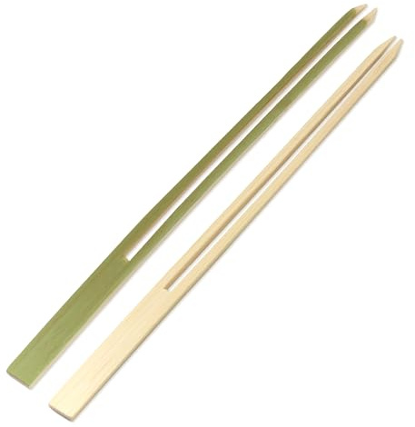 BambooMN 9mm Wide Bamboo Double Prong Fondue Sticks Barbecue Grilling Kabob Skewers, 7.1 Long, 100 Pieces
