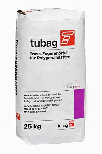 Tubag TFP Trass-Fugenmörtel 25 kg - für Polygonalplatten - erzeugt eine gute Haftung an den Steinflanken