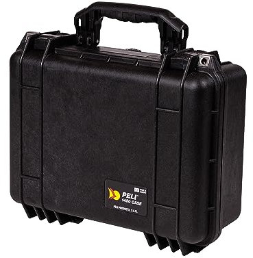 PELI 1450 Watertight Protective Case for Camera, Drone and Fragile Objects, IP67 Water- and Dustproof, 31L Capacity, Made in Germany, With Customisable Foam Insert, Black