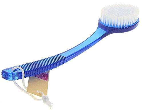 Badebürste Kosmetex farbig, transparent, hygienisch Robuste Kunststoff Plastik Saunabürste mit langem Stiel, Blau