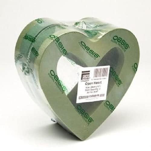Pack of 2 Oasis Foam Backed Open Heart 10inch Frame - Florist Tribute Memorial Wet Fresh Flower