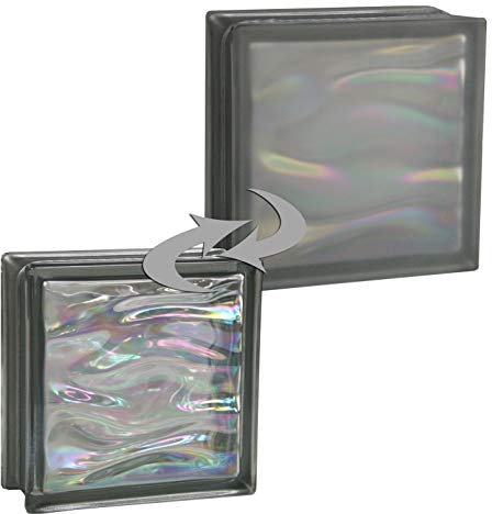 Fuchs Design 6 pieza BM bloques de vidrio AGUA perla antracita bloque de vidrio satinado por un lado 19x19x8 cm
