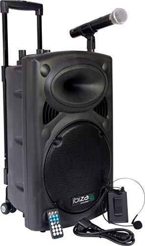Ibiza PORT12UHF-BT Enceinte Portable 700W Noire avec micros professionels