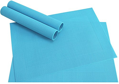 matches21 Edle Tischsets Platzsets BORDA Platzmatten 4er Set hellblau türkis gewebt aus Kunststoff 46x33 cm abwaschbar Platzdeckchen Esstischunterlagen vom Tischwäsche Spezialist