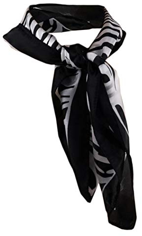 TigerTie feines Nickituch Satin schwarz grau silberweiss gemustert - Tuchgröße 50 x 50 cm