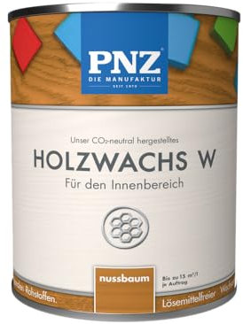 PNZ Holzwachs W für Innen | lösemitttelfreier Wachsanstrich | Nachhaltig hergestellt mit regionalen Rohstoffen | für alle Hölzer, Gebinde:0.25L, Farbe:nussbaum