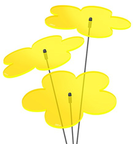 SUNPLAY Sonnenfänger Blumen in GELB, 3 Stück je 10 cm Durchmesser im Set + 35 cm Schwingstäbe