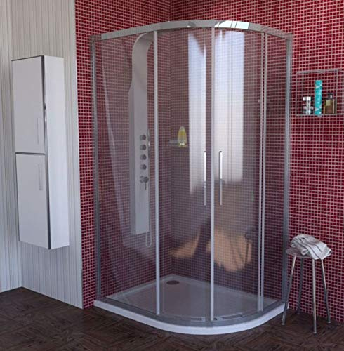 Cabine de douche : 120 x 90 cm-ronde gauche douche 1200 x 900 x 200 mm (l x l x h), douche 120 x 90 cm environ, en 4 pièces verre trempé 8 mm/6–portes