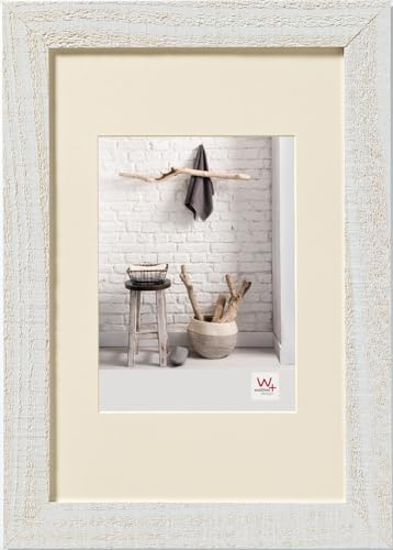 walther design Bilderrahmen polarweiss 60 x 90 cm mit Passepartout, Home Holzrahmen HO090V