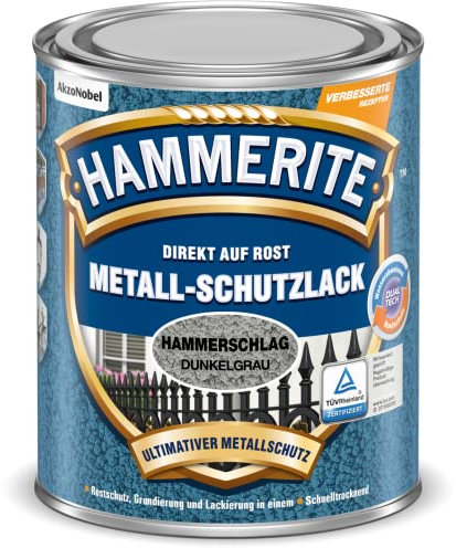 Hammerite Metallschutzlack Hammerschlag, Dunkelgrau, 250ml