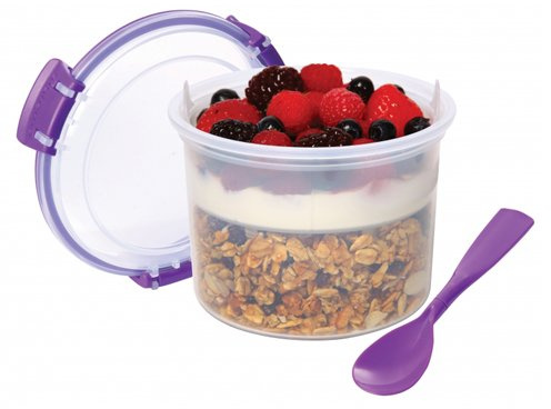 Sistema Breakfast To Go Rectangular Purple 530ml Medium Minimalist Snap Lidded Cylindrical Food Storage Container