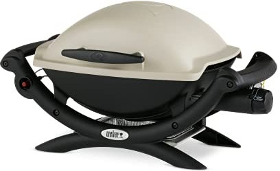 Weber Q1000 Gas Grill, 43 x 32cm Grill Area, Portable BBQ Grill, 1 Burner, 2-Piece Porcelain-Enamelled Cast Iron Grill Grate, Aluminum Cast Lid & Body - Titanium (50060074)