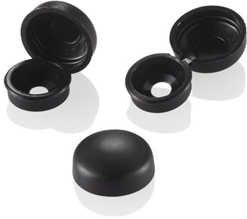 Pack of 1000, 6/8g Black Hinged One Piece Plastic Screw Cover Caps (Small, 6/8g)