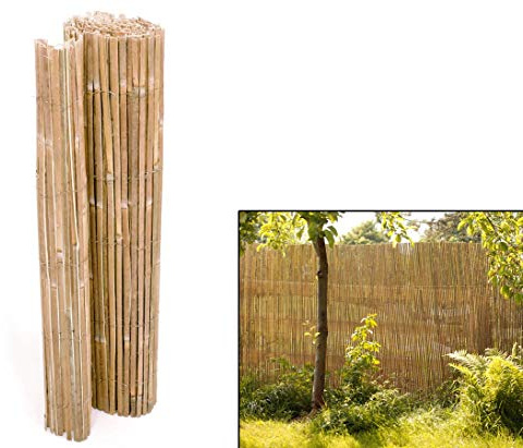 Bambus Sichtschutzmatte 180 x 300cm aus gespaltenenen Bambusrohren - Hohe Split Bambusmatte 1,8m x 3m