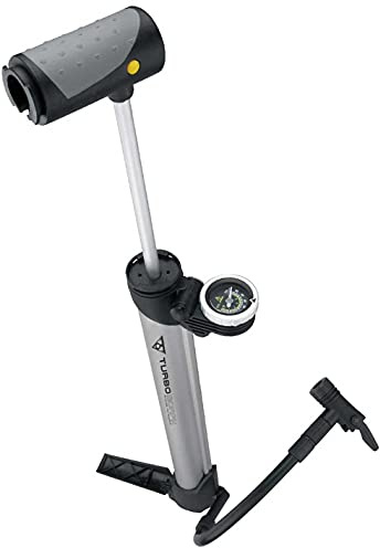 Topeak Turbo Morph Mini Floor Pump with Gauge, Silver Black