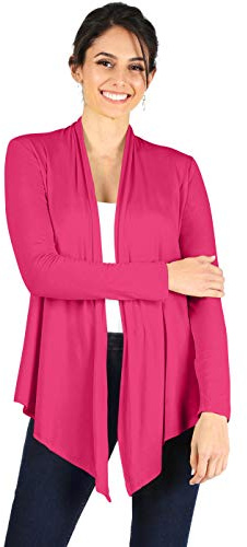 Simlu Lightweight Cardigans for Women Reg and Plus Size Light Cardigans for Women Summer Long Sleeves, Fuchsia, L