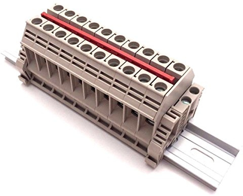 Dinkle Solar Combiner DK10N 10 Gang Box Connector DIN Rail Terminal Blocks, 6AWG, 60 Amp, 600V