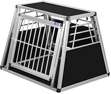 ALPUNA Transportbox N11 – Aluminium Hundebox 72×90×68 cm – Auto Hundebox mit Notausstieg, sicherer Hundetransport im Kofferraum
