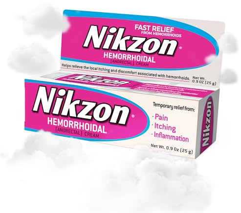 Nikzon Hemorrhoid Cream | Double Effect for Pain & Swelling, Numbs Irritated Anorectal Area, Soothing & Fast-Acting Formula, Dual-Action Hemorrhoid Treatment, 0.9 Oz, 1-Pack