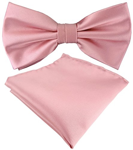TigerTie Satin Fliege + Einstecktuch Uni einfarbig + Geschenkbox