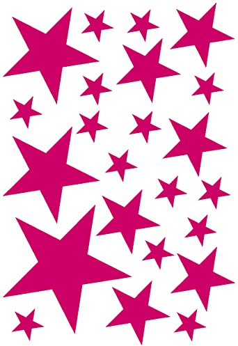 Samunshi® Sterne Aufkleber Set gefüllt 14x2,5cm6x5cm2x7,5cm1x10cm pink