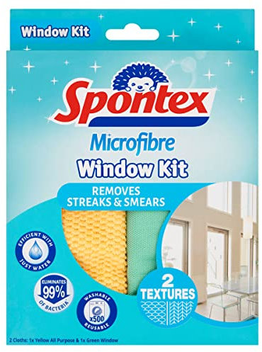 Spontex Microfibre Window Kit, 2 Wipes