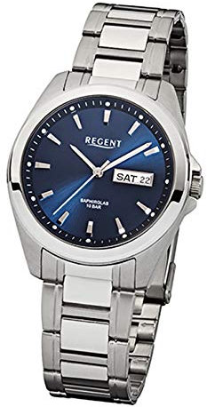 Regent Armbanduhr Herrenuhren mit Metallband-Kollektion Herren-Uhr mit Edelstahl-Armband silber analoges Quarzwerk D1URF526
