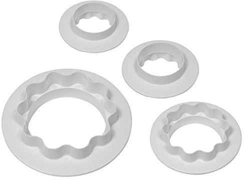 PME RW702 Tagliapasta Rotondi a Doppia Faccia Liscia e Ondulata, Plastica, Bianco, 9x2.5x9 cm, 4 unità