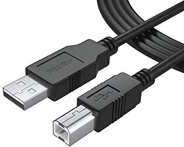 PWR+ 6 Ft (1.8m) USB-2.0 Cable Type-A to Type-B High Speed Cord for Audio Interface, Midi Keyboard, USB Microphone, Mixer, Speaker, Monitor, Instrument, Strobe Light System Mac PC Type A to Type B