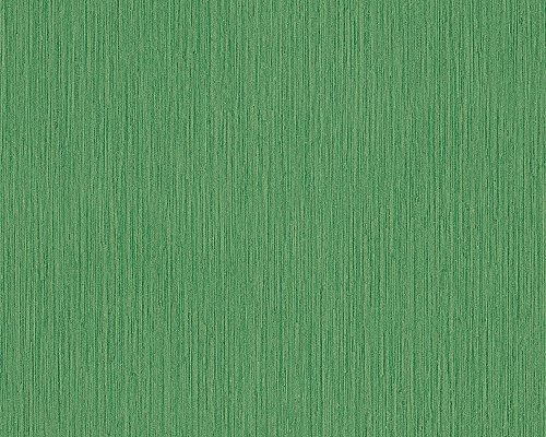 Livingwalls Versace Streifen-Tapete einfarbig Grün - Luxus Unitapete gestreift leicht glänzend Strukturtapete Vliestapete 10,05 m x 0,70 m - Made in Germany