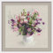 Kit de Punto de Cruz. Jarrón con Lilas y Flores Rosas