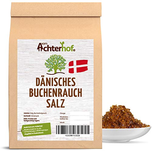 Dänisches Buchenrauchsalz 250g | Rauchsalz | Meersalz grob kaltgeräuchert | intensive Rauchnote | ideal für das Würzen von Grillfleisch oder Eierspeisen | vom Achterhof