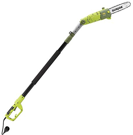 Sun Joe SWJ803E 10 inch 8.0 Amp Electric Multi-Angle Pole Chain Saw, Corded electric, Green