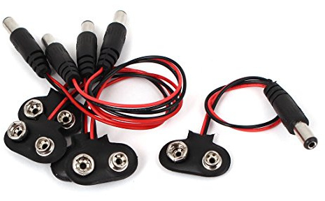 sourcingmap 5 Pcs Battery Power Cable Clip 9V DC Jack Connector Wire 13cm Length