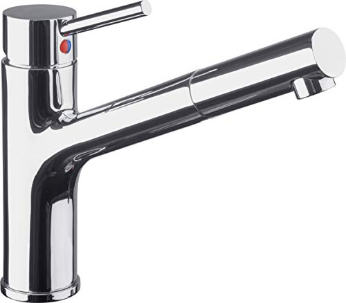 Cornat Spültisch-Einhebelarmatur Zelina - Hochwertiger Messingkörper - verchromt - Ausziehbare Schlauchbrause / Niederdruck-Armatur / Küchenarmatur / Wasserhahn / ZEL535