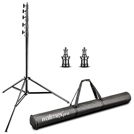 Walimex pro AIR Jumbo 600 Lampenstativ max. Höhe 600 cm, Lichtstativ mit 22,5 kg Traglast und Luftdämpfung, Blitzstativ aus Aluminium, Dreibeinstativ für Fotostudio, Film, Bühne und Outdoor