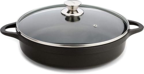 Valira 4134/25 Cocotte Basse Premium de 20 cm fabriqué en Espagne, en Fonte d'aluminium avec Anti-adhérent écologique renforcé, apte pour l'induction, Noir, Ø20 cm