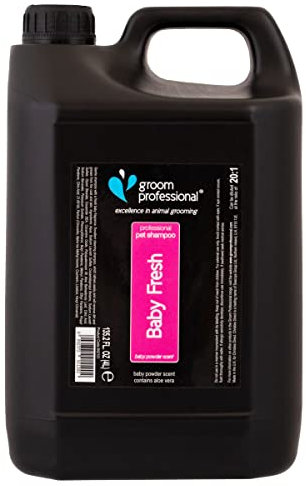 GROOM PROFESSIONAL Baby Fresh Hundeshampoo Sensitiv - Hundeshampoo Gegen Geruch - Babypuderduft - Für Juckende & Trockene Haut - Sanft Duftendes Welpenshampoo - Perfekt für Welpen, 4 Liter