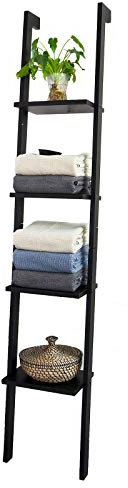 SoBuy FRG15-SCH Wandregal Badregal Leiterregal Standregal Bücherregal mit Vier Böden Breit: 33cm