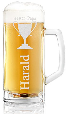 polar-effekt Bierkrug Personalisiert mit Gravur mit Name - Bierglas für Papa - Bierseidel Geschenkidee zum Geburtstag - Geschenk für Männer ideal als Vatertagsgeschenk - Motiv Bester Papa 0,5l