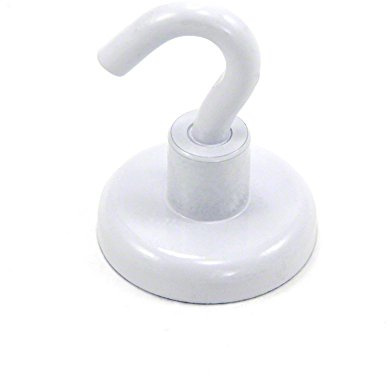 Weiß Gestrichener Neodym - Hakenmagnet Mit M6 - Haken zum Aufhängen, Halten Oder Anzeigen von Gegenständen - 32mm - 36,4kg Zug