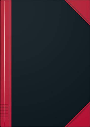 K + E 5 x Geschäftsbuch A5 kariert 96 Blatt schwarz/rot