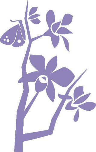 PEMA INDIGOS UG Sticker mural Motif orchidées et papillons Lilas 160 x 101 cm