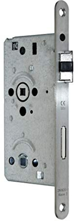 SSF Badezimmer WC Türschloss mit Flüsterfalle Kl.III BAD 55/78/8, Edelstahl Stulp 20x235mm, DIN Rechts abgerundet incl. SN-TEC® Montageset